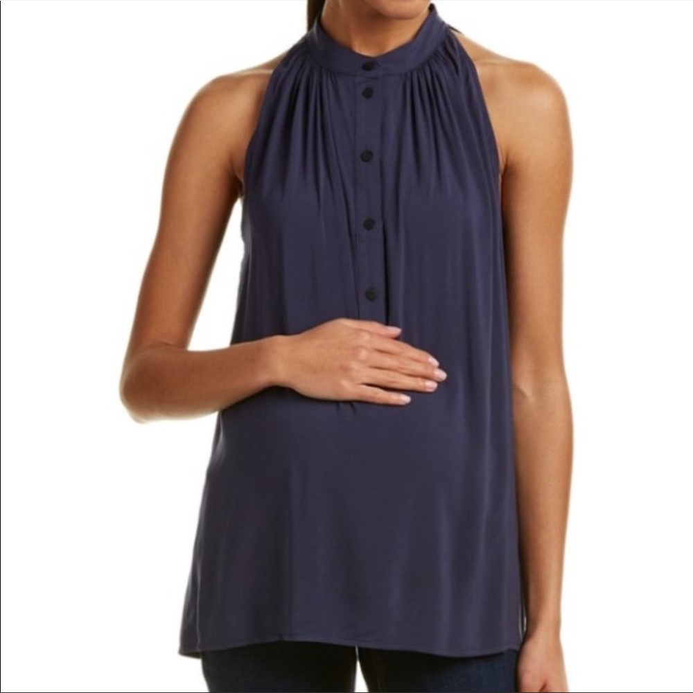 Hatch maternity Medina Sleeveless Popover Blouse in navy size 1